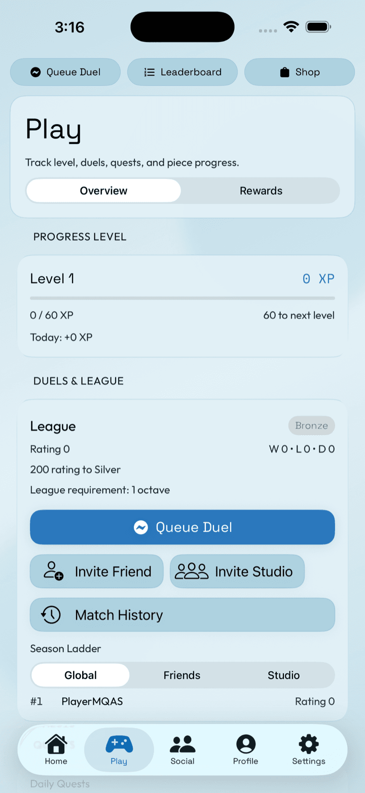 PractiQuest Play screen